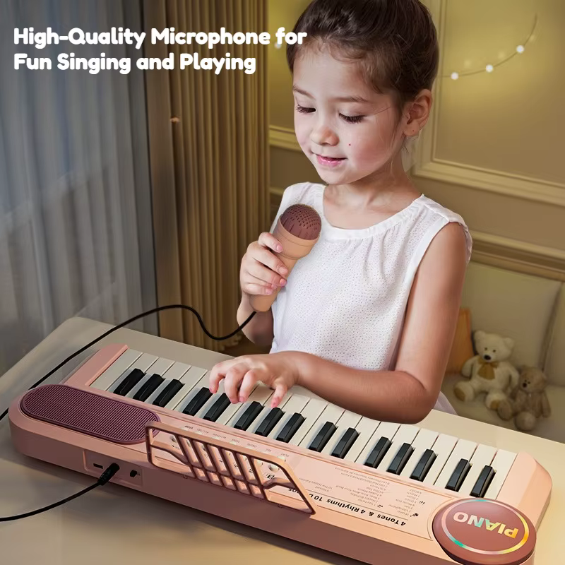 Teclado de piano infantil con micrófono y aprendizaje musical - imagen 5