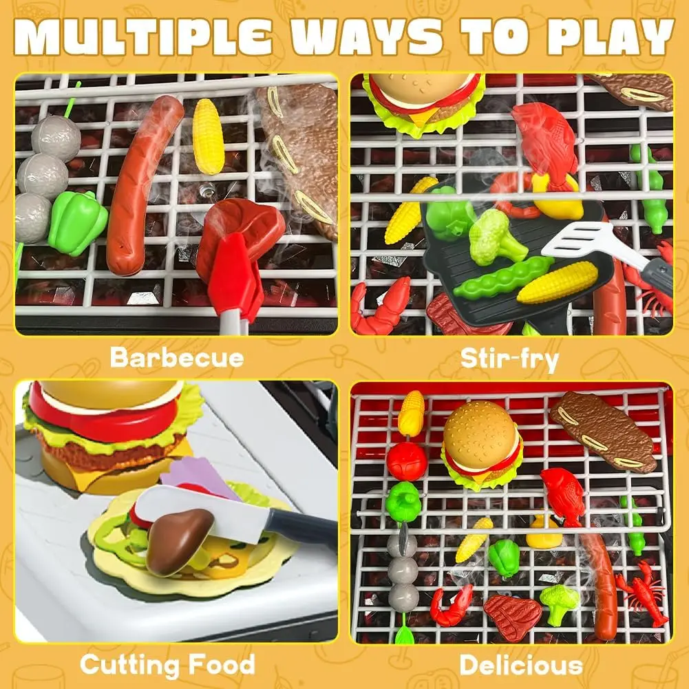Juego de parrilla infantil con sonido, luz y ruedas para barbacoa - imagen 3