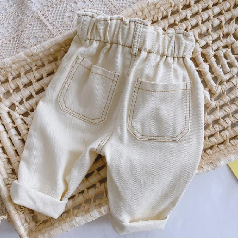 Pantalones vaqueros informales de cintura alta unisex para bebés y niños - imagen 5