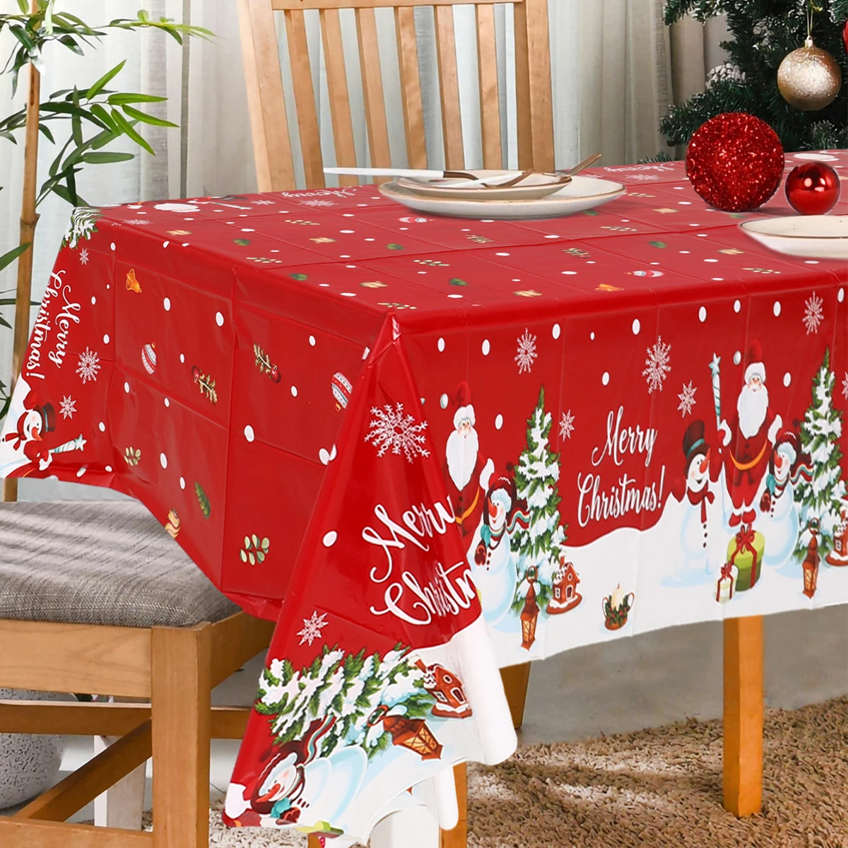 Mantel navideño con copos de nieve para Navidad y Año Nuevo - imagen 5