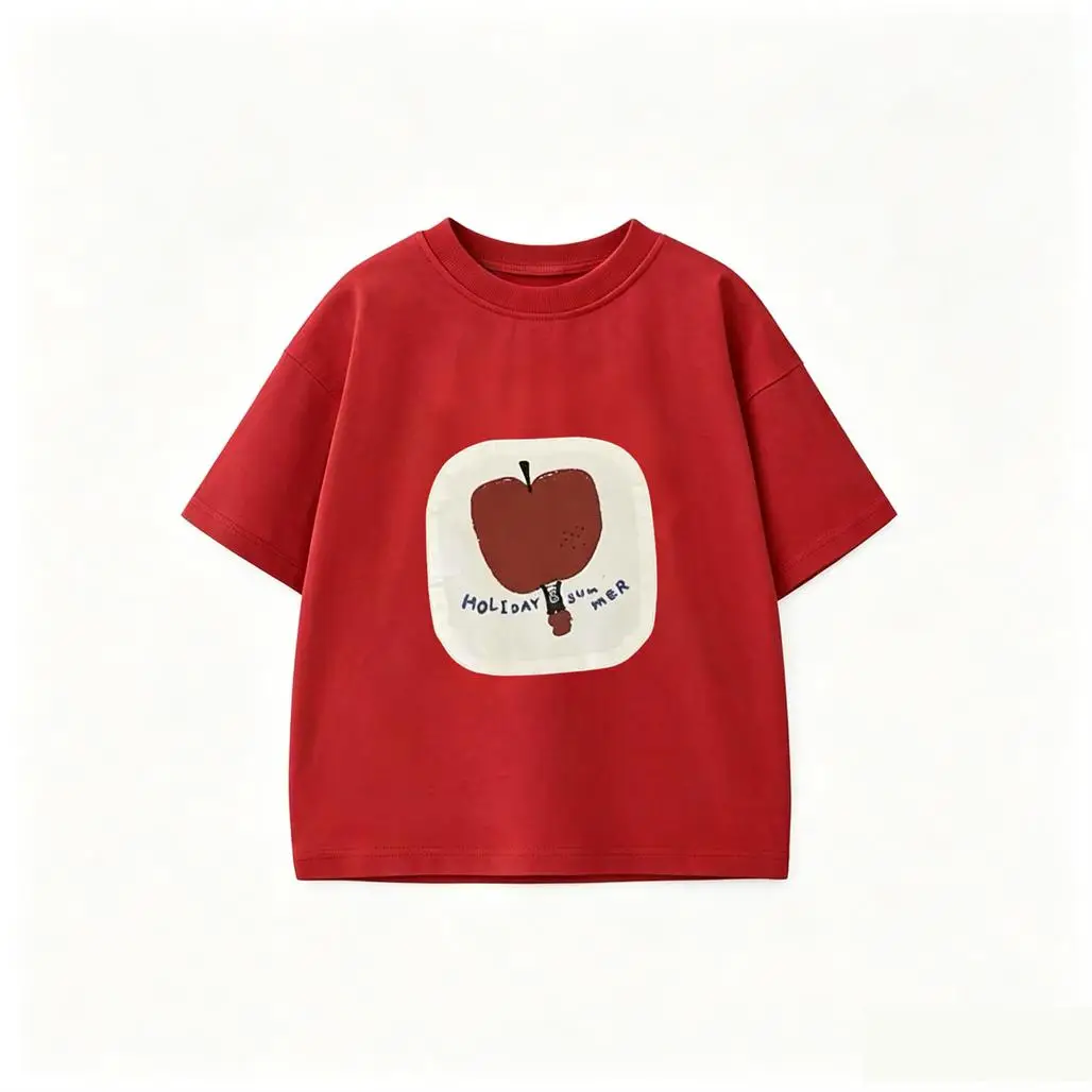 Camiseta infantil cuello redondo holgada de verano, básica - imagen 3