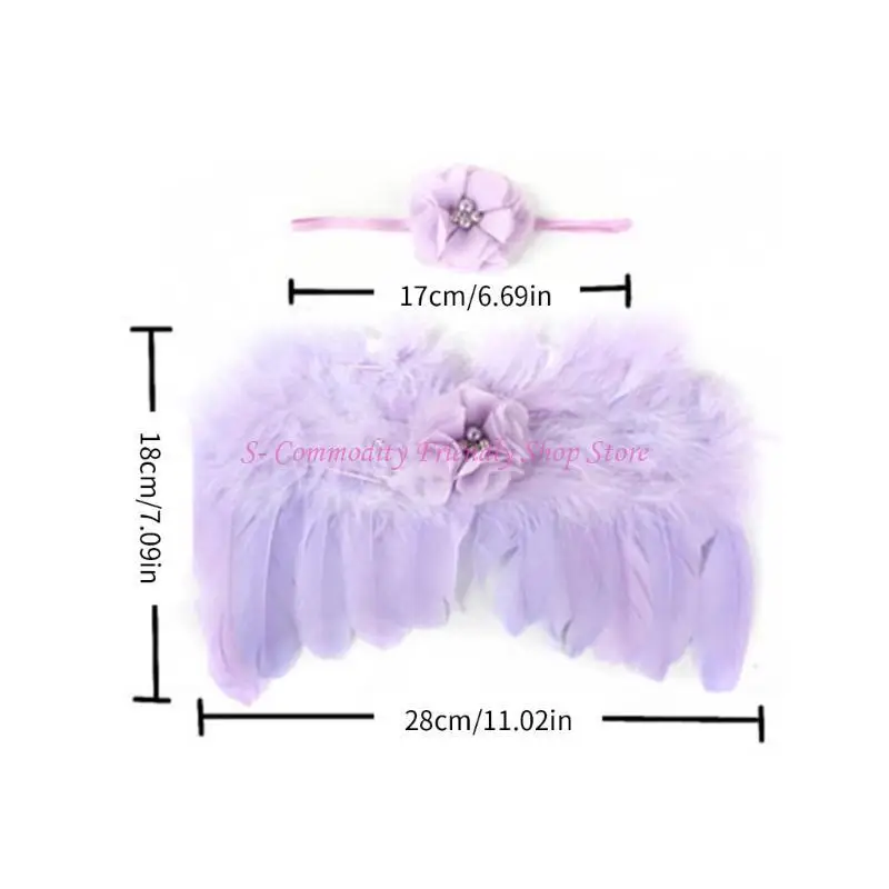 85AE Accesorios para sesión de fotos recién nacido con plumas - imagen 5