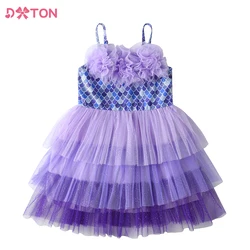 DXTON vestido de princesa floral con tirantes y capas de verano
