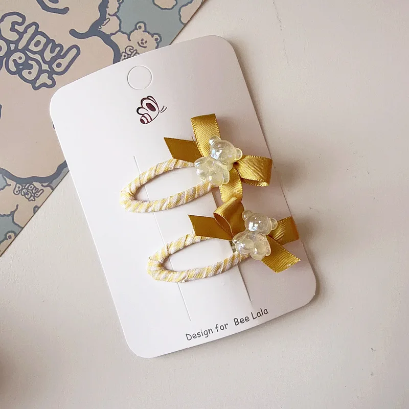 Pinzas para el pelo de niña con lazo y oso estilo caramelo - imagen 5