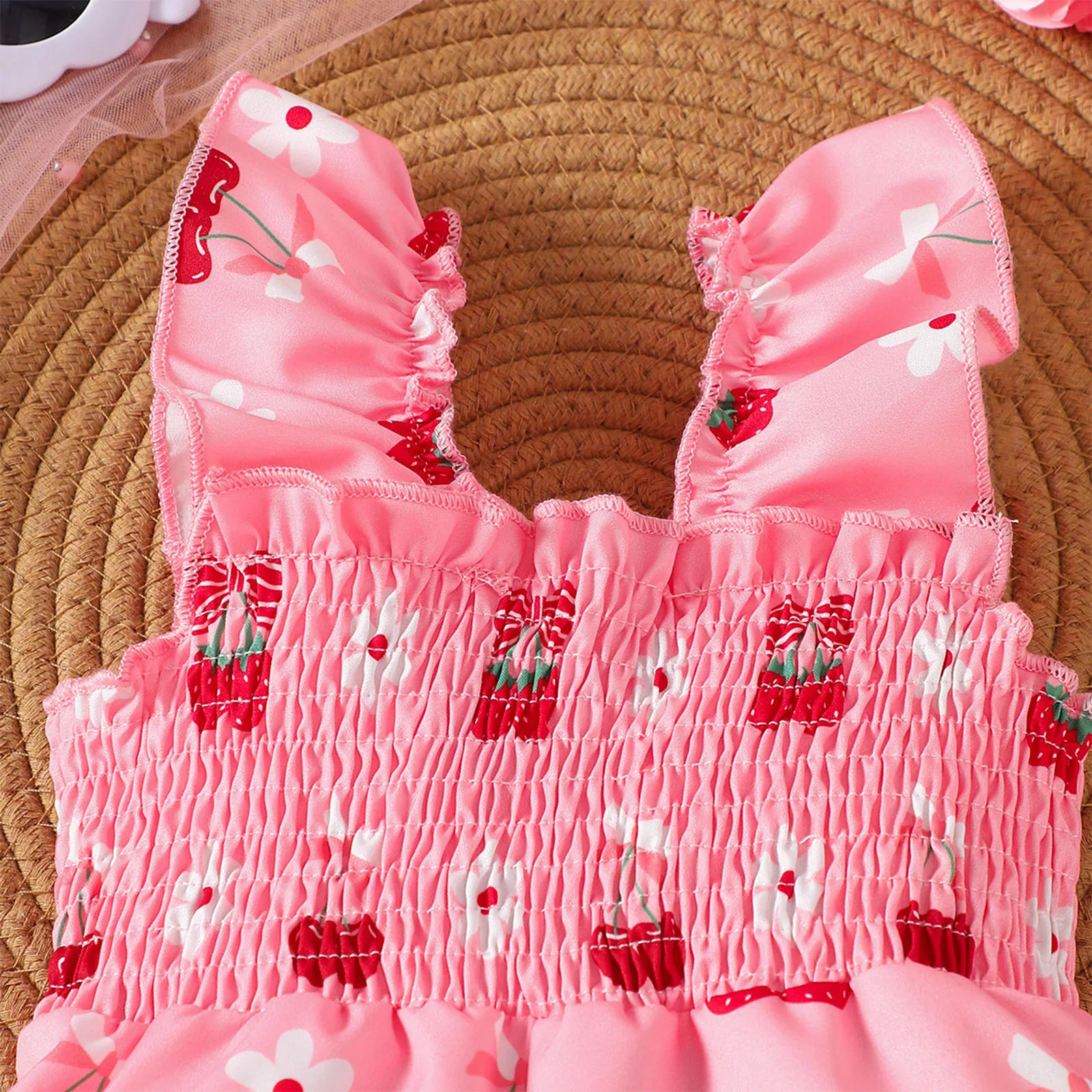 Mono estampado de verano para niña con cintura alta y volantes - imagen 3