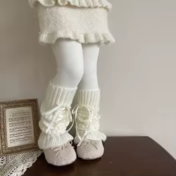 Calentadores de piernas de punto para ballet infantil con encaje
