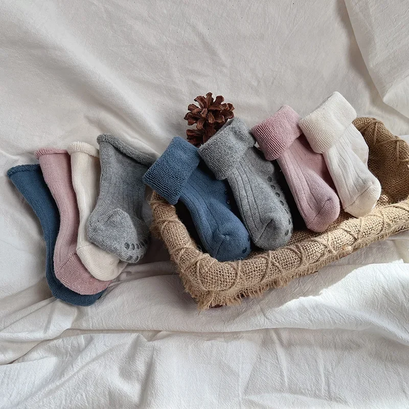 Calcetines antideslizantes térmicos de algodón con pelo para casa - imagen 5
