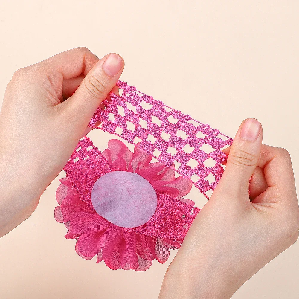 Diadema flor de gasa para bebé recién nacido con elástico - imagen 4