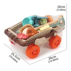 Juego de playa para niños con cubo plegable, moldes y carrito