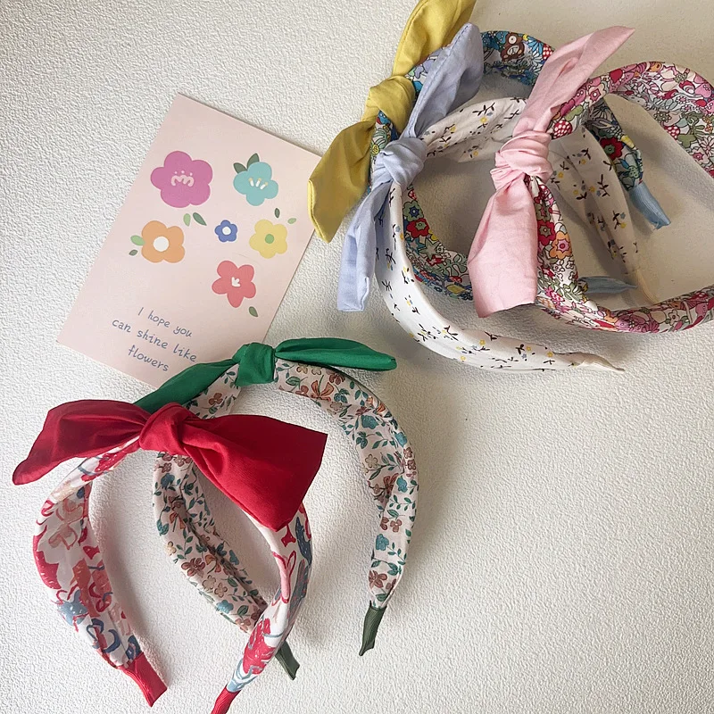 Diadema infantil con lazo floral - Accesorio para la cabeza pastel - imagen 3