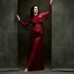 Vestido de maternidad de malla transparente elástica para boudoir