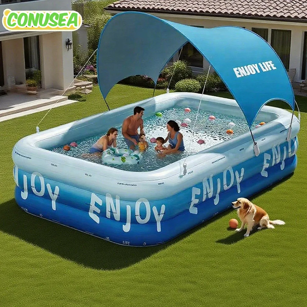 Piscina inflable familiar con dosel y juguetes de agua - imagen 4