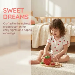 Pijama de niña algodón orgánico con fresas – camiseta y bermuda
