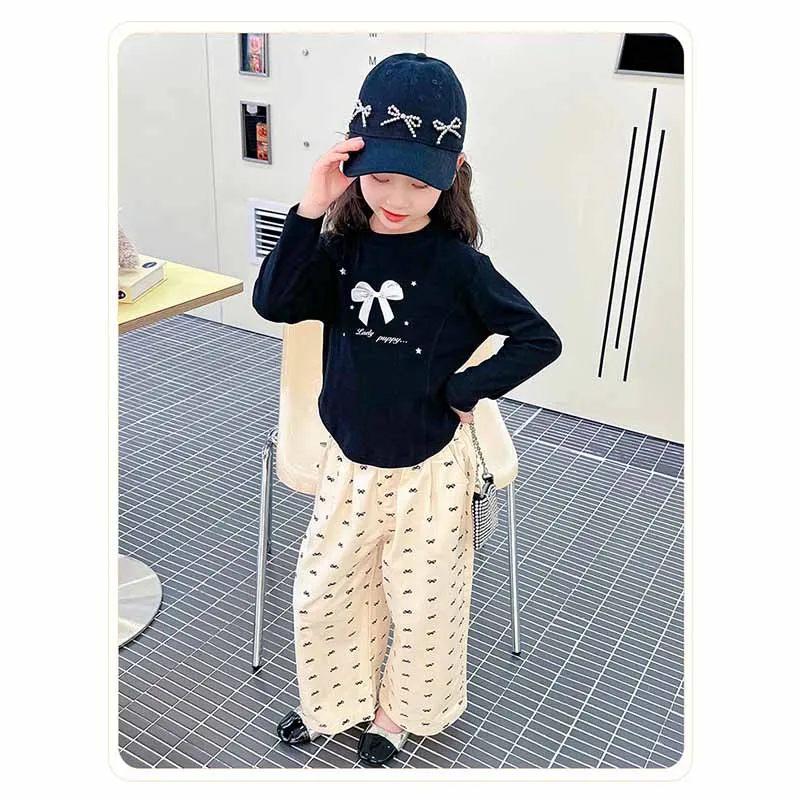 Conjunto niña de blusa con lazo primaveral y pantalón - imagen 4