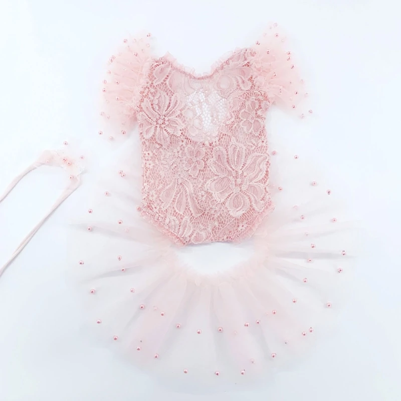 Vestido de bautizo con tutú y body para recién nacida