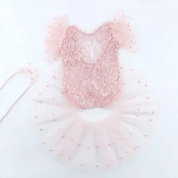 Vestido de bautizo con tutú y body para recién nacida