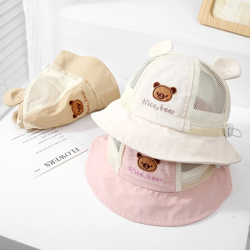 Gorra de pescador malla fina para bebé y niños, diseño oso - imagen 3