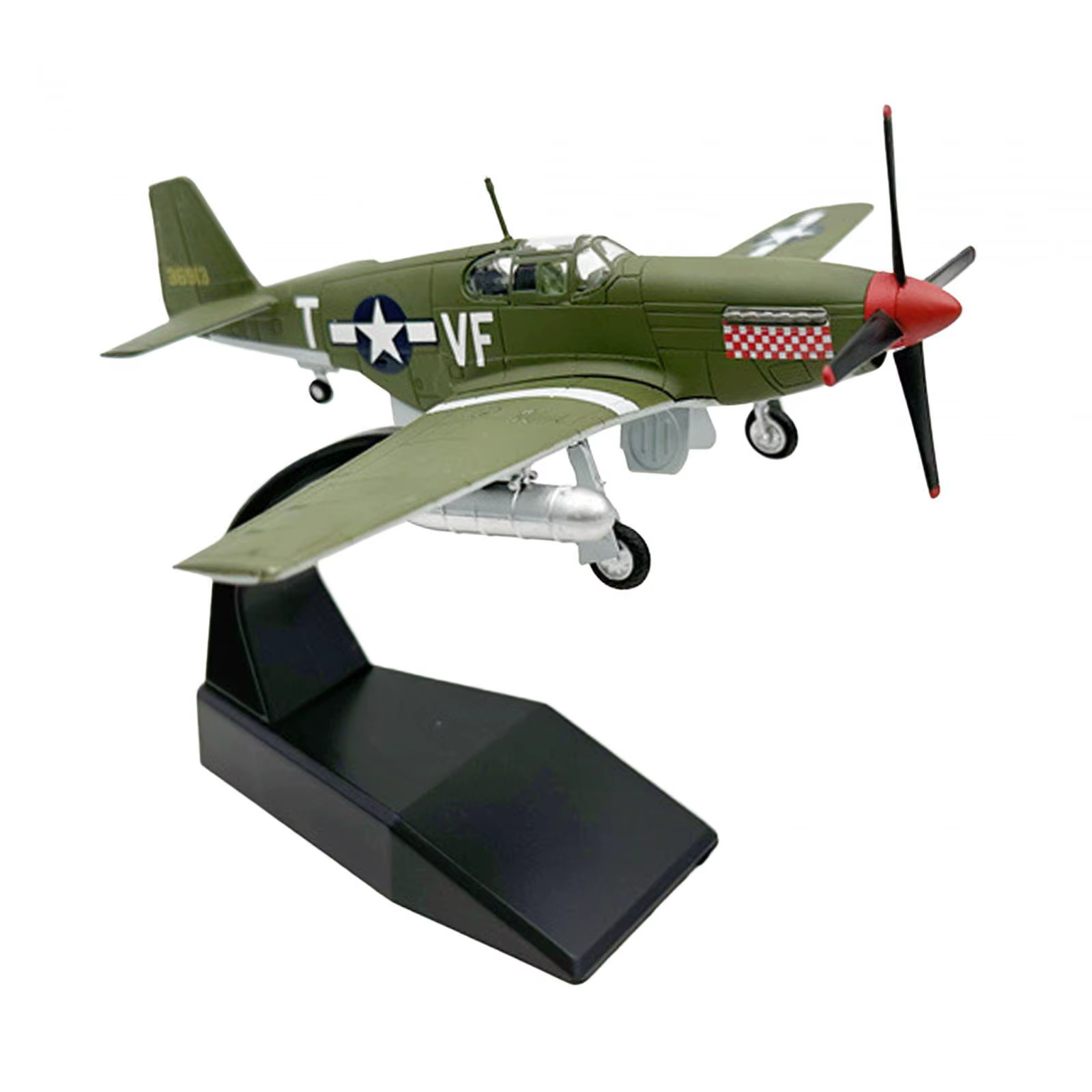 Modelo avión P-51 fundido a presión con soporte de exhibición