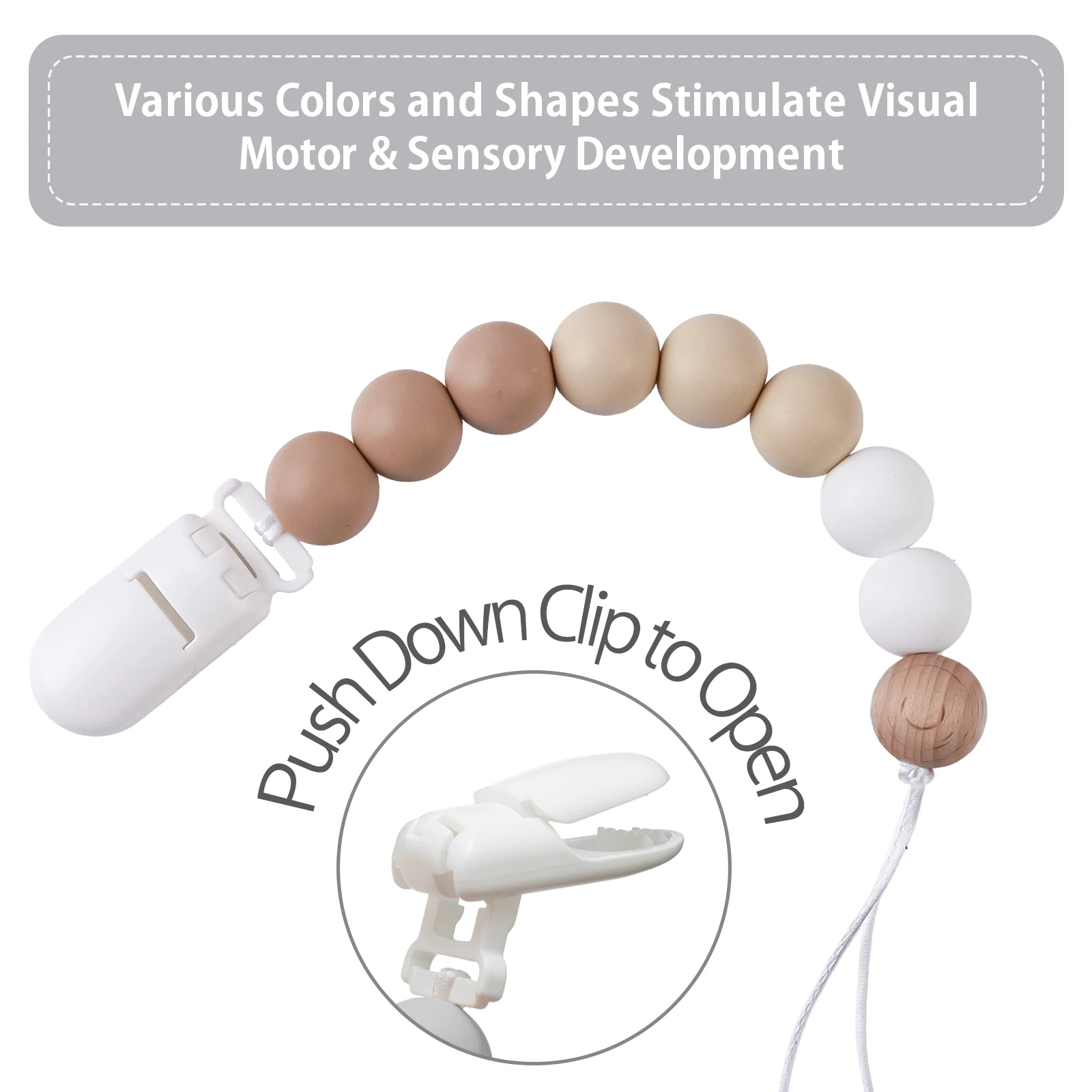 Cadena portachupetes de silicona para dentición - Sin BPA - imagen 5