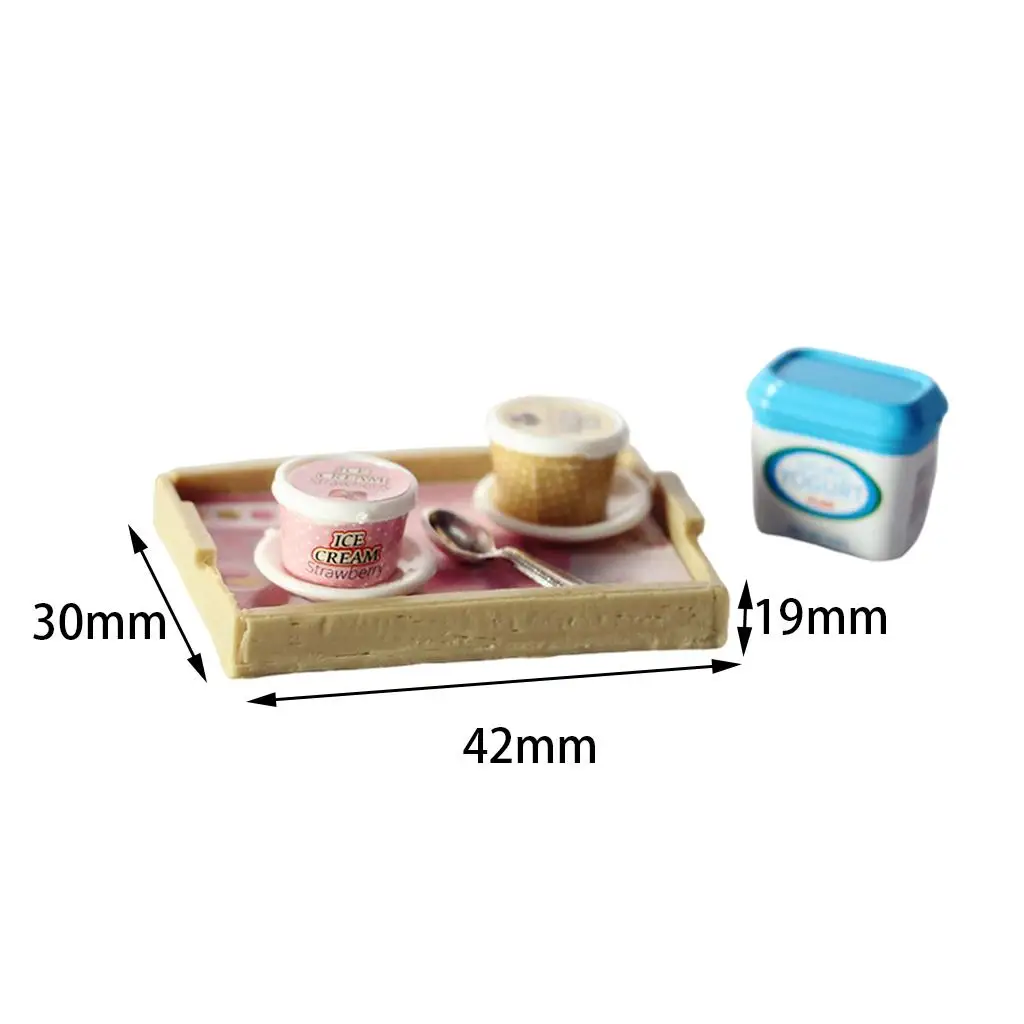 Miniatura de comida para casa de muñecas: bandeja de yogur y helado - imagen 5