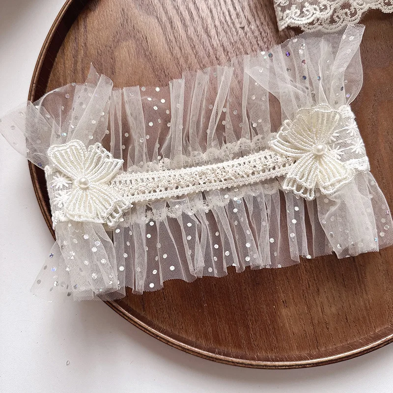 Diadema de encaje floral para bebé recién nacido estilo francés - imagen 3