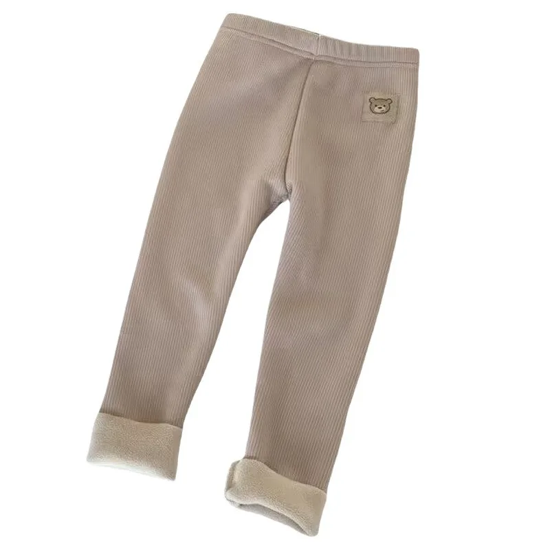 Pantalones infantiles de invierno gruesos para niñas, color liso - imagen 2
