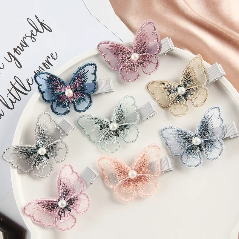 Horquilla mariposa con perlas para bebé - Accesorio capilar suave - imagen 2