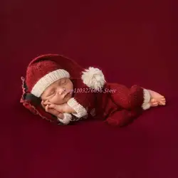 R6FD Set fotográfico navideño para recién nacidos con sombrero