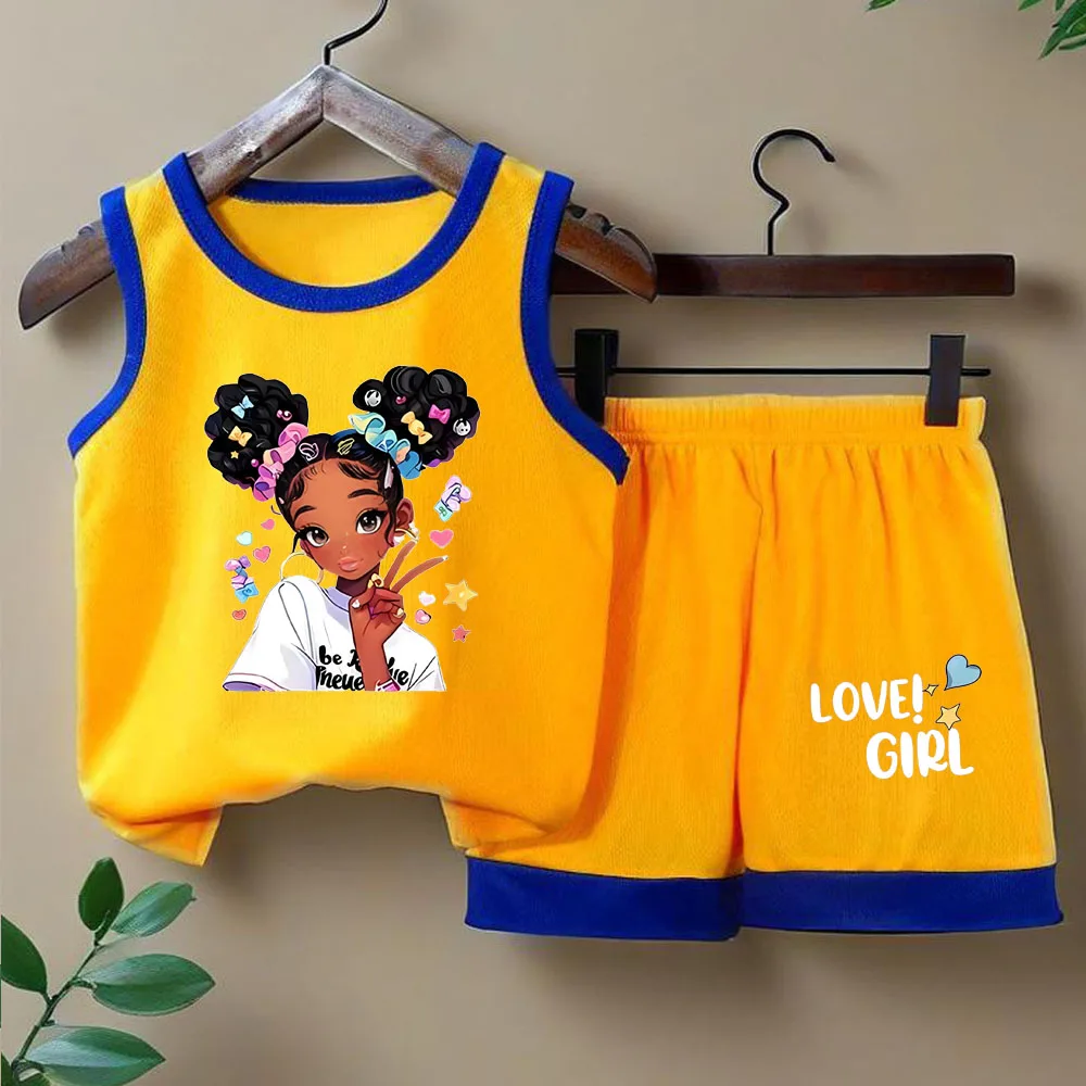 Conjunto deportivo de verano para niñas: chaleco y pantalones cortos - imagen 2