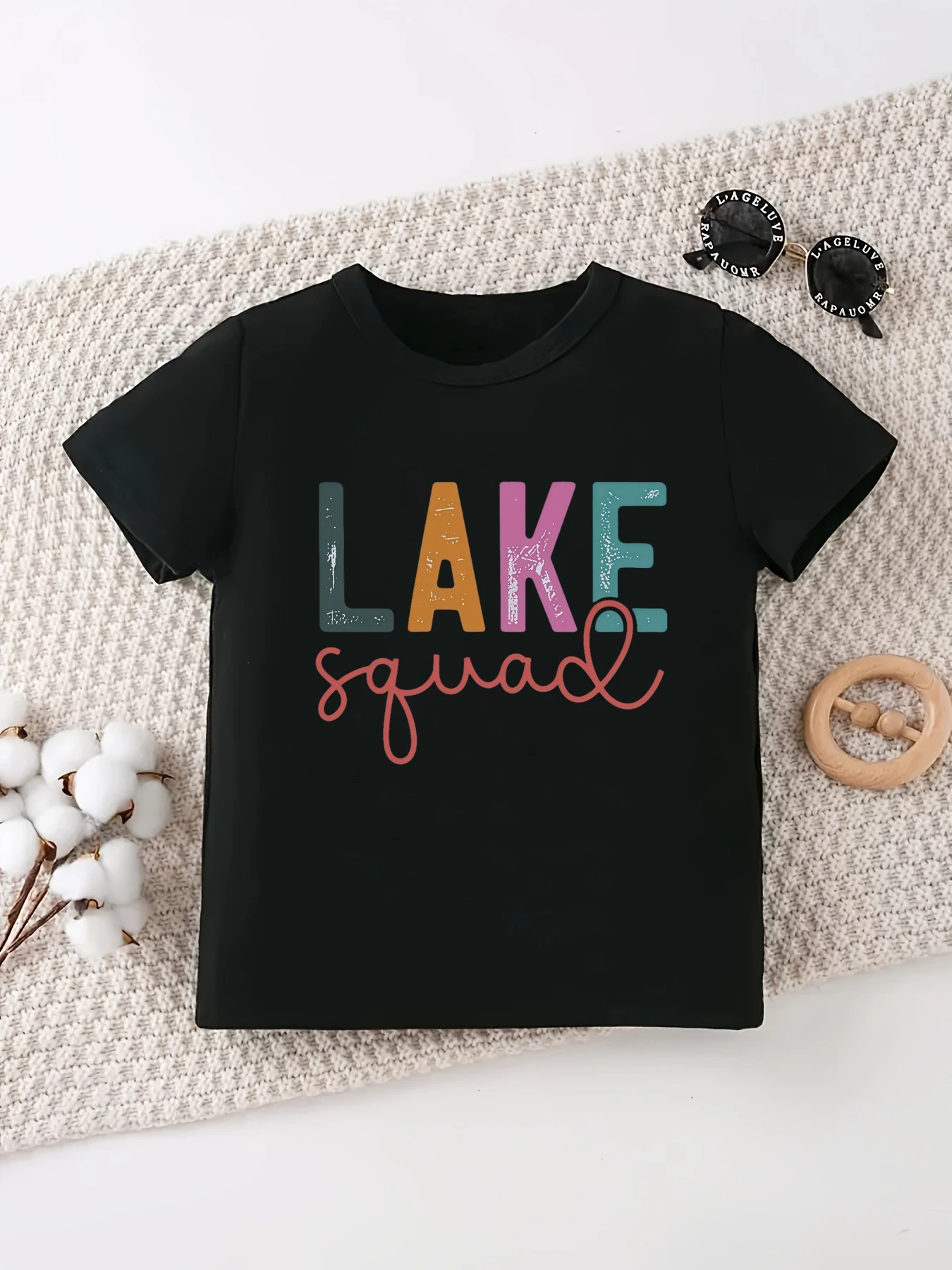 Lake Squad camiseta de verano con estampado de letras para niños - imagen 3