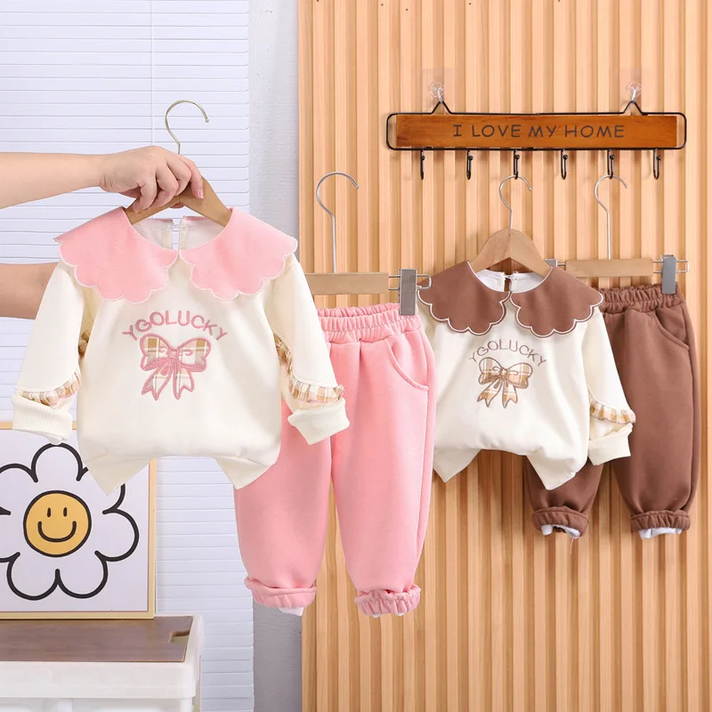 Conjunto infantil rosa y marrón