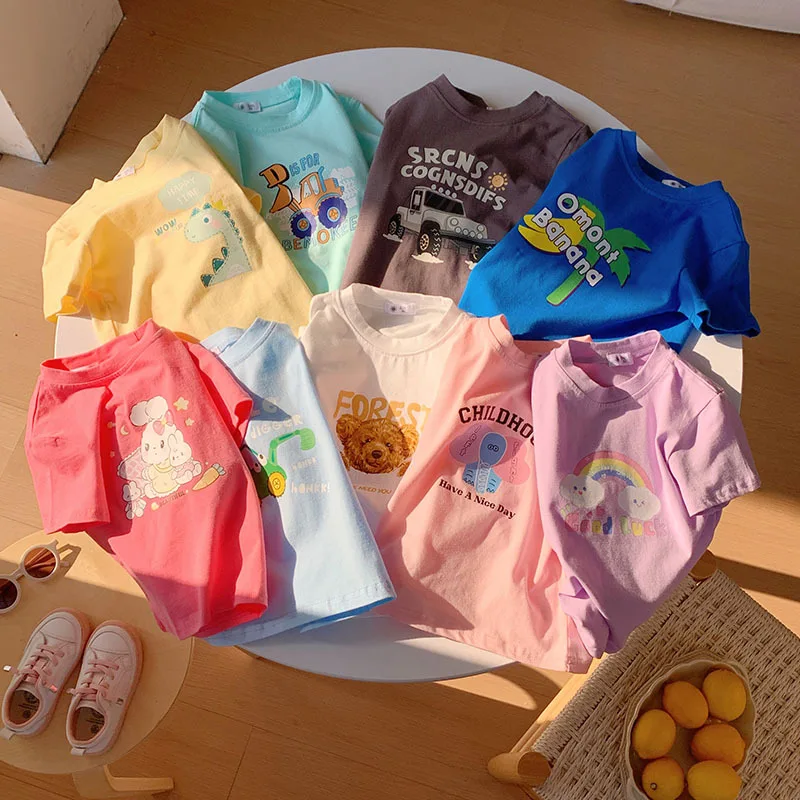 Camiseta niños algodón estampado dibujos animados manga corta verano - imagen 4
