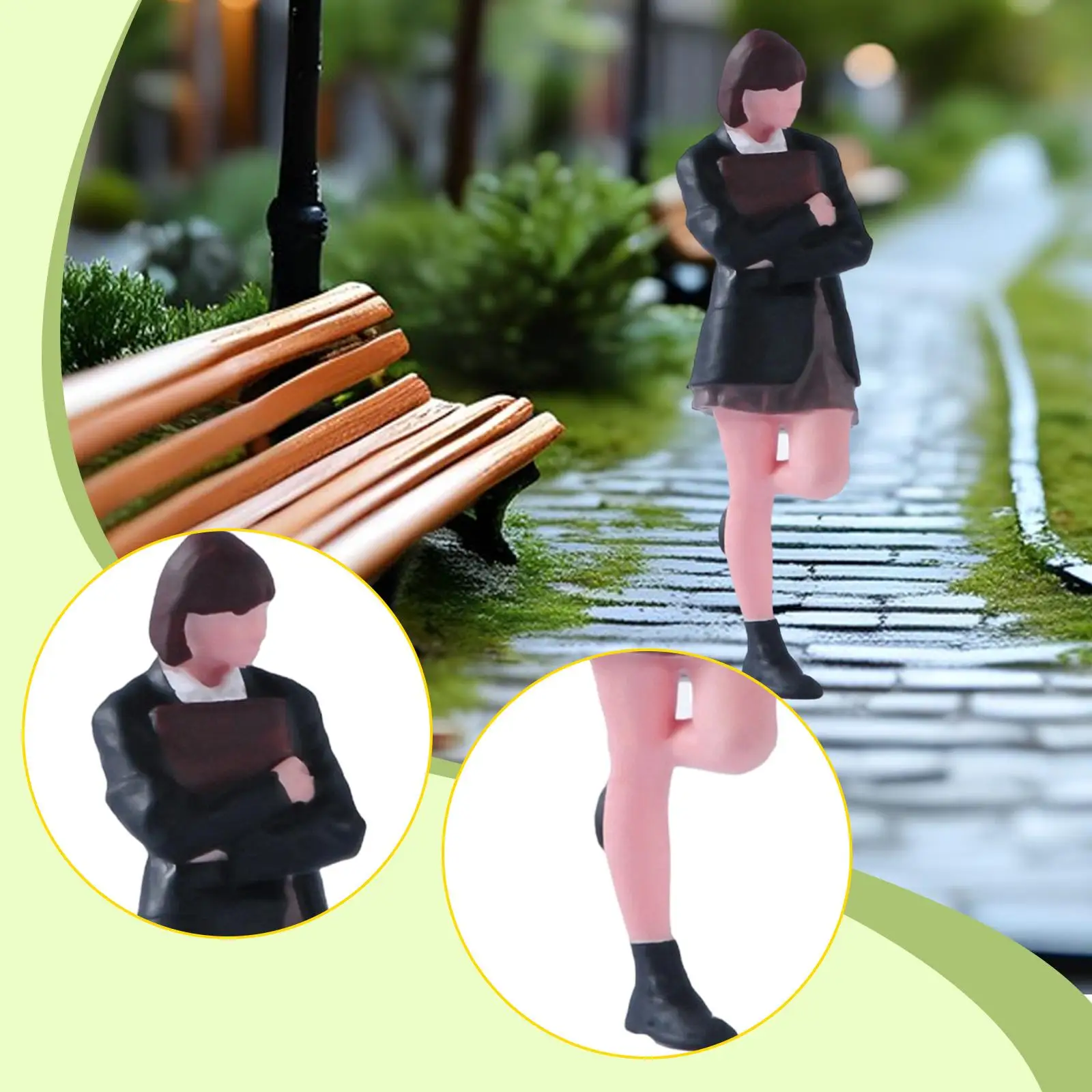 Figura miniatura pintada estudiante resina jardín hadas diorama - imagen 4