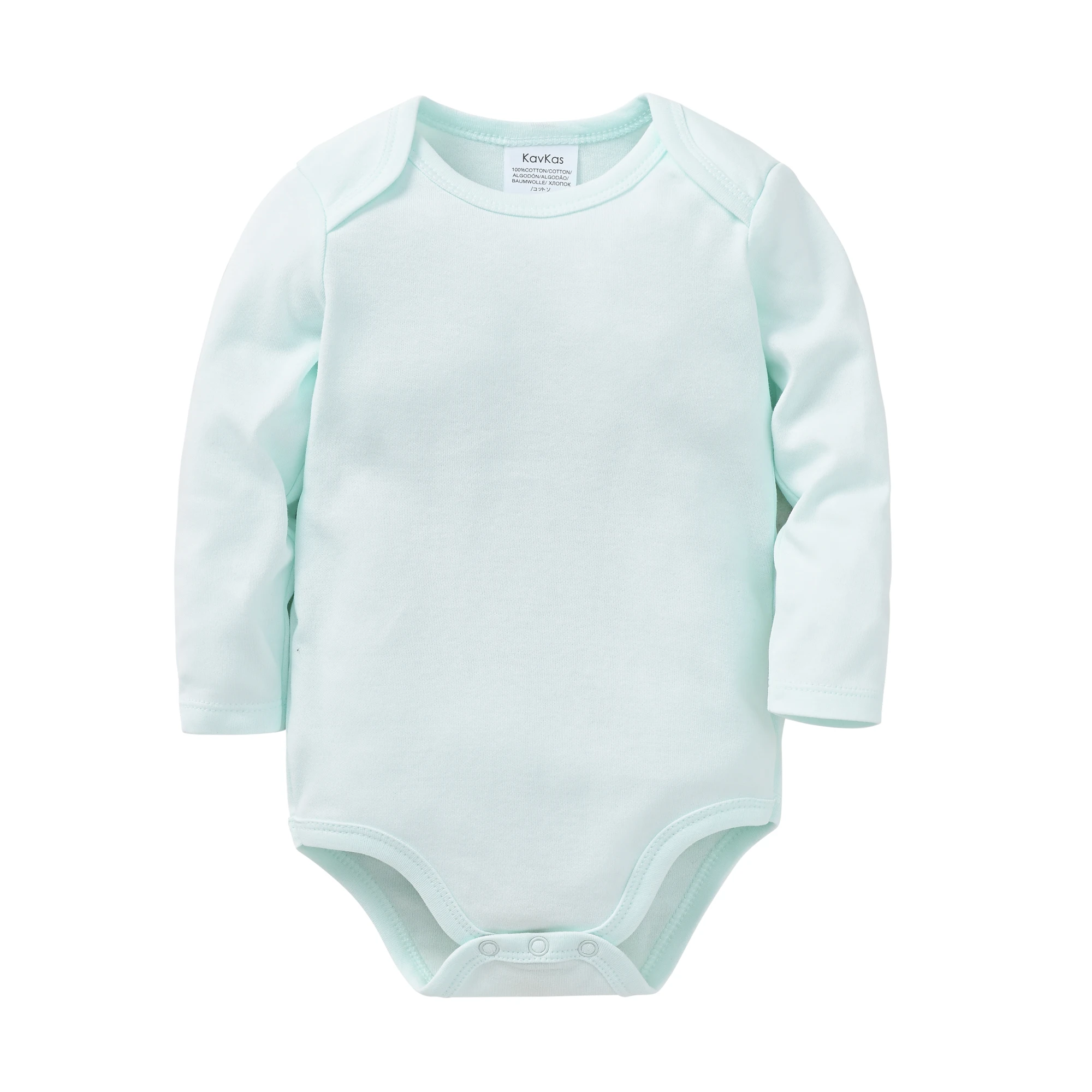 Body de bebé unisex Kavkas manga larga algodón liso recién nacido