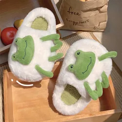 Pantuflas de rana de algodón para mujer – Cálidas y antideslizantes