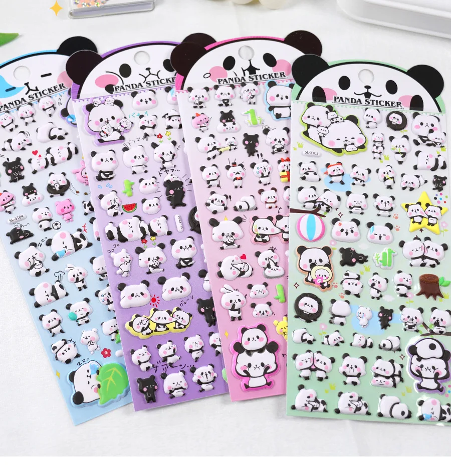 Pegatinas 3D de panda para decorar cuadernos y material escolar