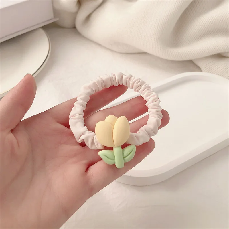 Banda para el pelo de niña tipo scrunchie con flor tulipán - imagen 5