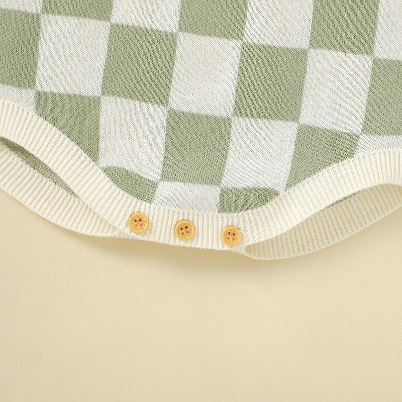 Body de algodón con cuadros para bebé – Cómodo para 0-18 meses