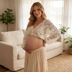 Vestido de maternidad boho con encaje para sesión fotográfica