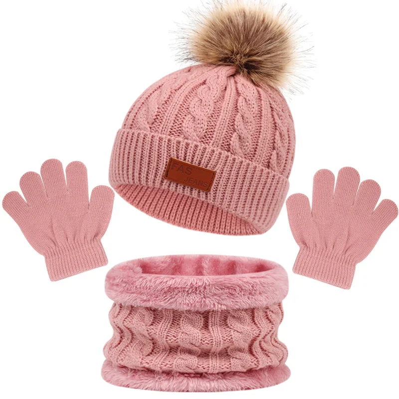 Gorro bebé de invierno de punto con guantes y bufanda - imagen 5