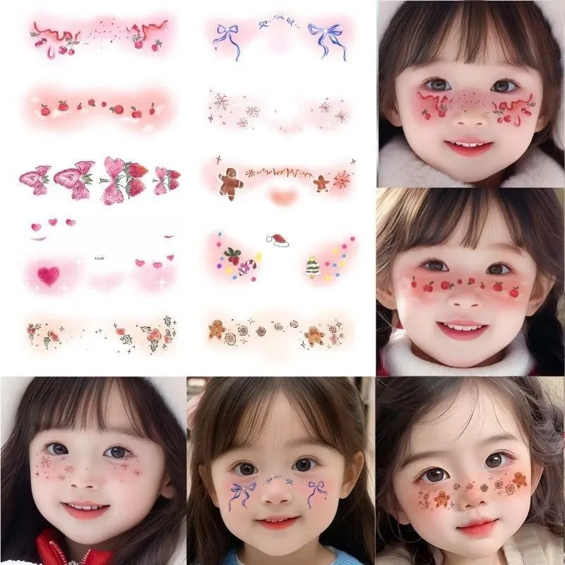 Pegatinas faciales infantiles navideñas de reno y copo de nieve