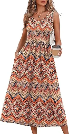 Vestido de verano sin mangas con bolsillos y corte en A - imagen 4