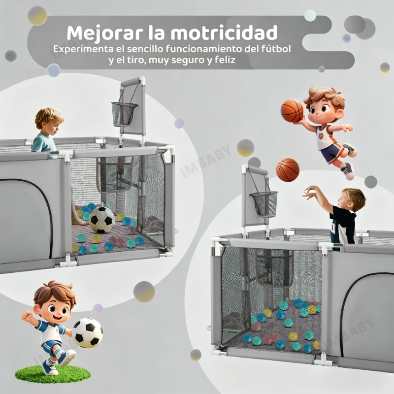 IMBABY Corral de juegos acolchado suave para interiores y exteriores - imagen 5