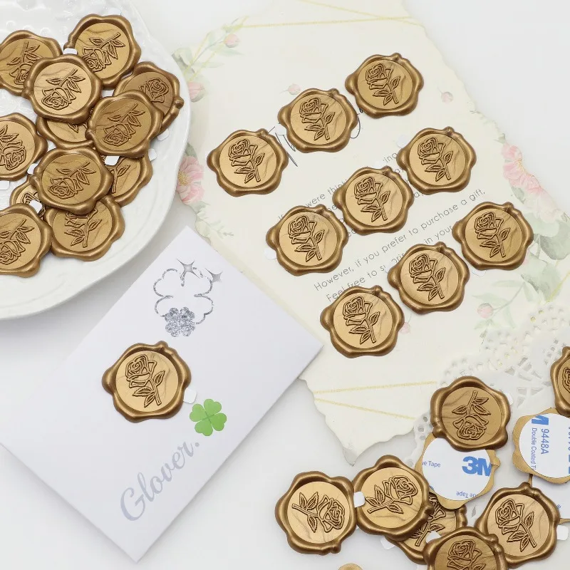 Adhesivos para sellos de cera con acabado oliva en invitaciones - imagen 4