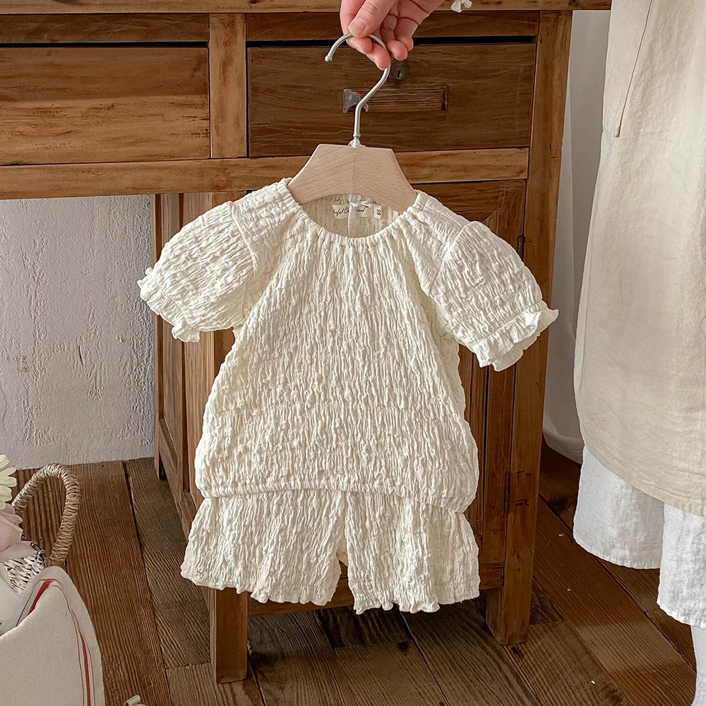 Conjunto de verano para niña con top abombado y pantalón corto - imagen 3