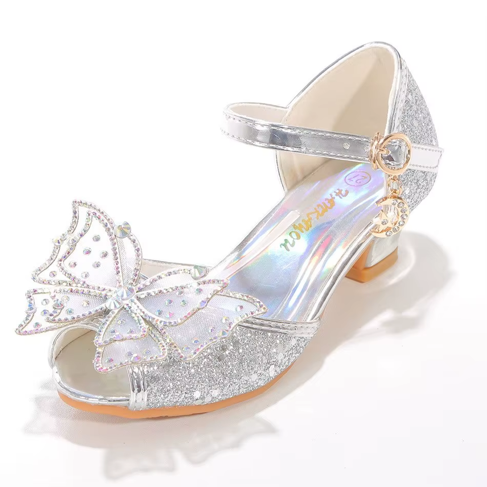 Zapatos fiesta cuña cuero estilo Cenicienta para niñas