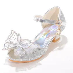 Zapatos fiesta cuña cuero estilo Cenicienta para niñas