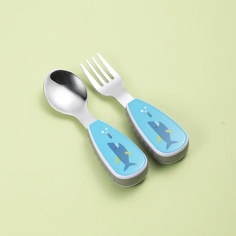 Cubiertos infantiles de acero con mango corto para aprender a comer - imagen 4