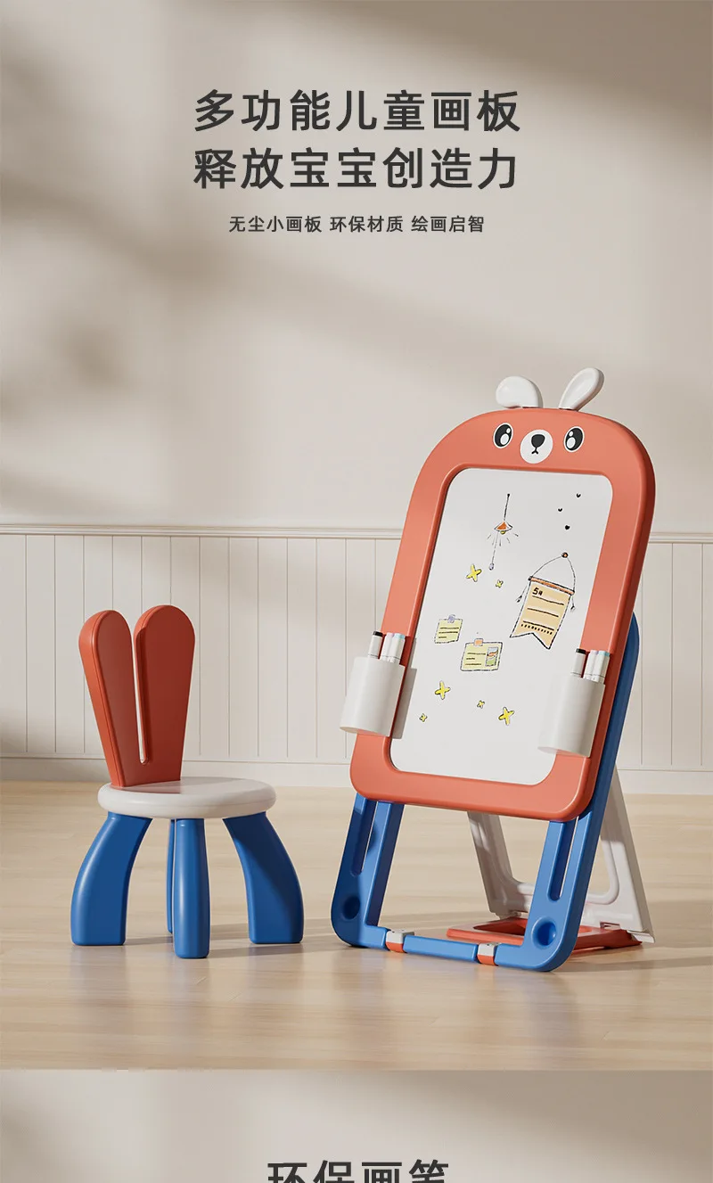 Tablero de dibujo magnético infantil en uso
