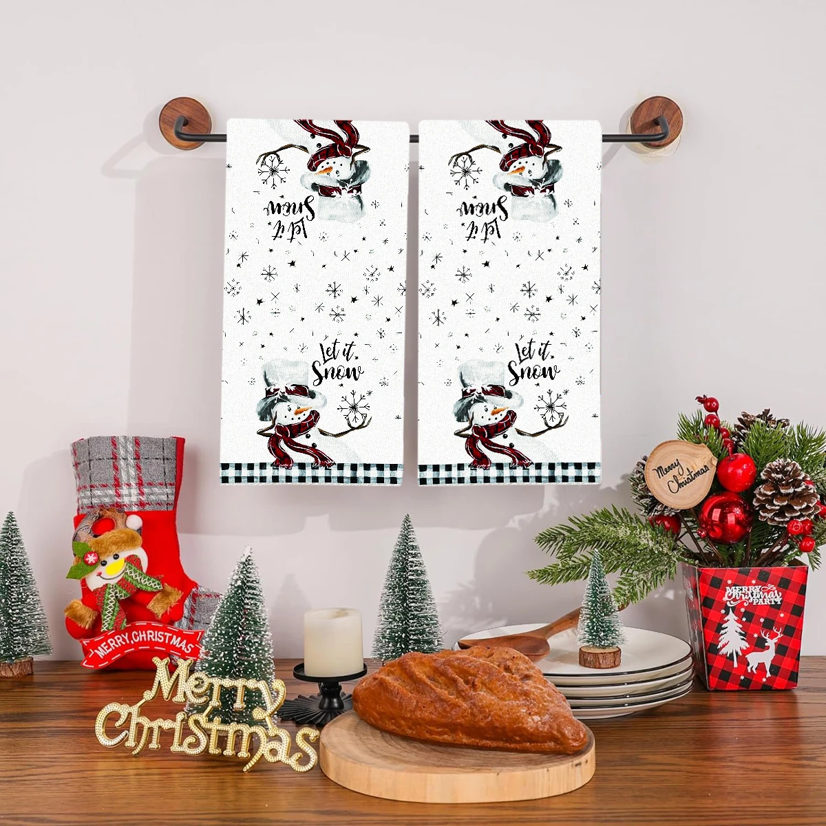 Toalla bebé algodón con copos de nieve suave y absorbente para Navidad - imagen 5